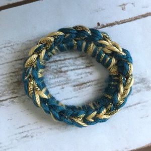 Textured mixed yarn, hand made crocheted scrunchie